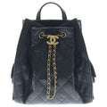 Chanel 25 Caviar Leather Backpack Gold Black Plate