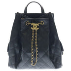 Chanel 25 Caviar Leather Backpack Gold Black Plate