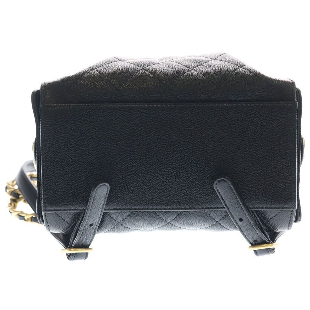 Chanel 25 Caviar Leather Backpack Gold Black Plate — view 4