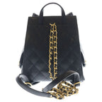Chanel 25 Caviar Leather Backpack Gold Black Plate — view 2