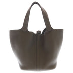 Hermes Picotin Lock MM Taurillon Clemence Silver Handbag Etoupe — view 2