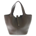 Hermes Picotin Lock MM Taurillon Clemence Silver Handbag Etoupe