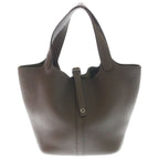 Hermes Picotin Lock MM Taurillon Clemence Silver Handbag Etoupe