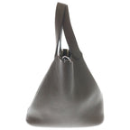 Hermes Picotin Lock MM Taurillon Clemence Silver Handbag Etoupe — view 3