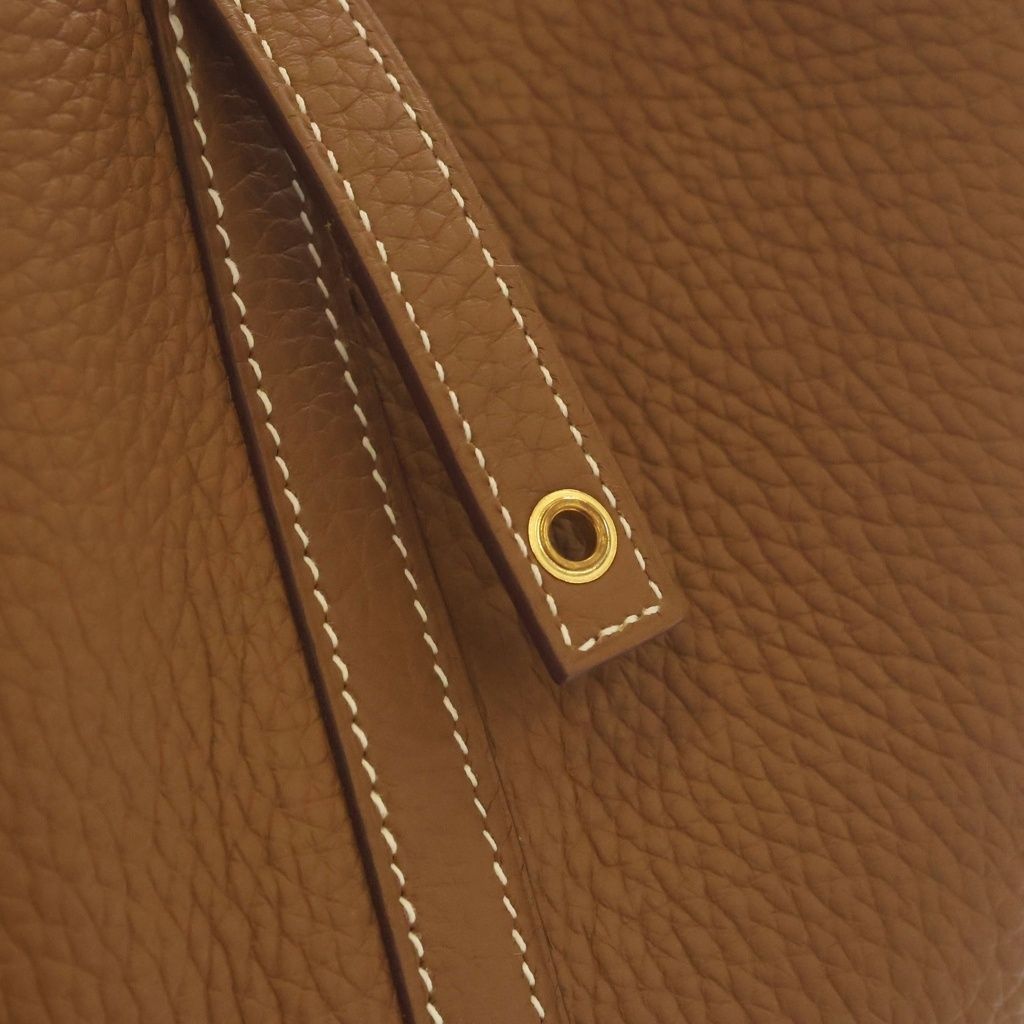Hermes Picotin Lock MM Taurillon Clemence Gold Handbag — view 6