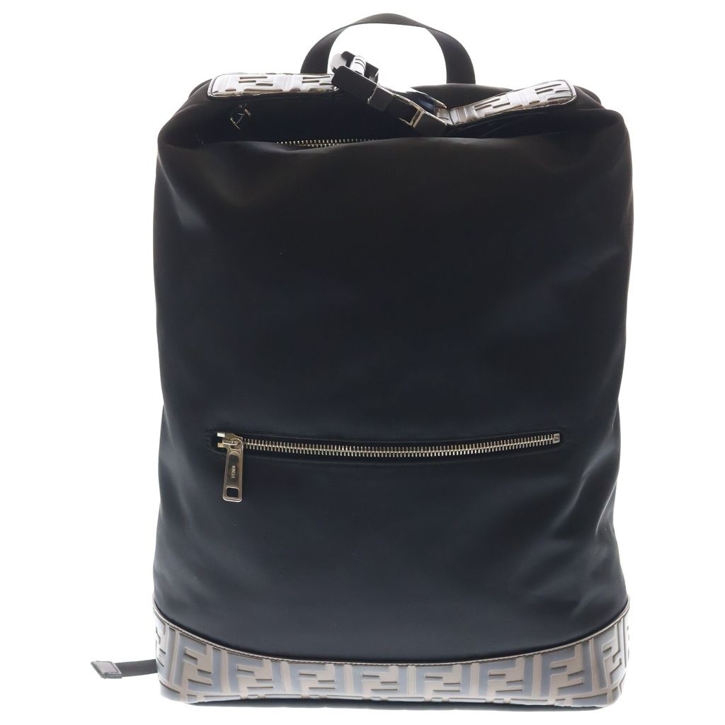 Fendi Zucca Pattern Nylon Leather Backpack Black