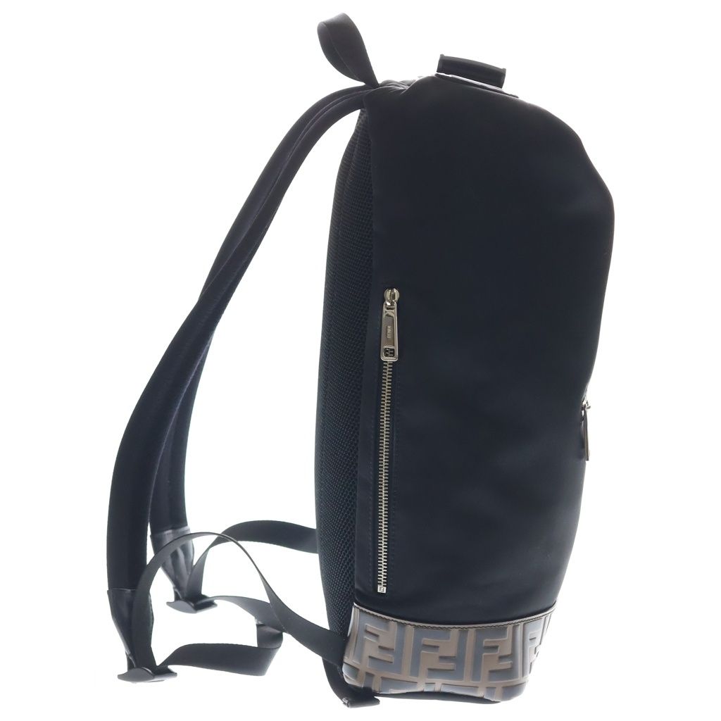 Fendi Zucca Pattern Nylon Leather Backpack Black — view 3
