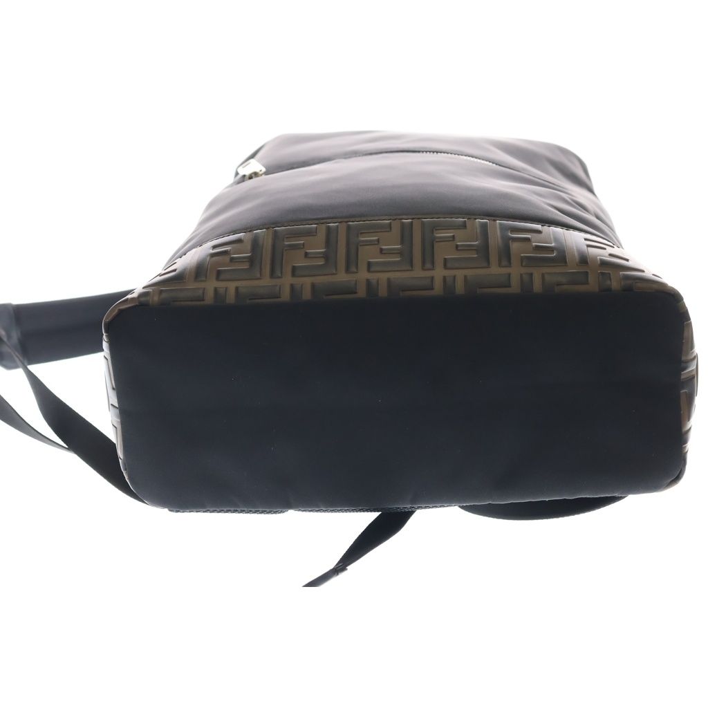 Fendi Zucca Pattern Nylon Leather Backpack Black — view 4
