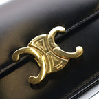 Celine Teen Triomphe Shoulder Bag Black Shiny Calfskin Gold — view 6