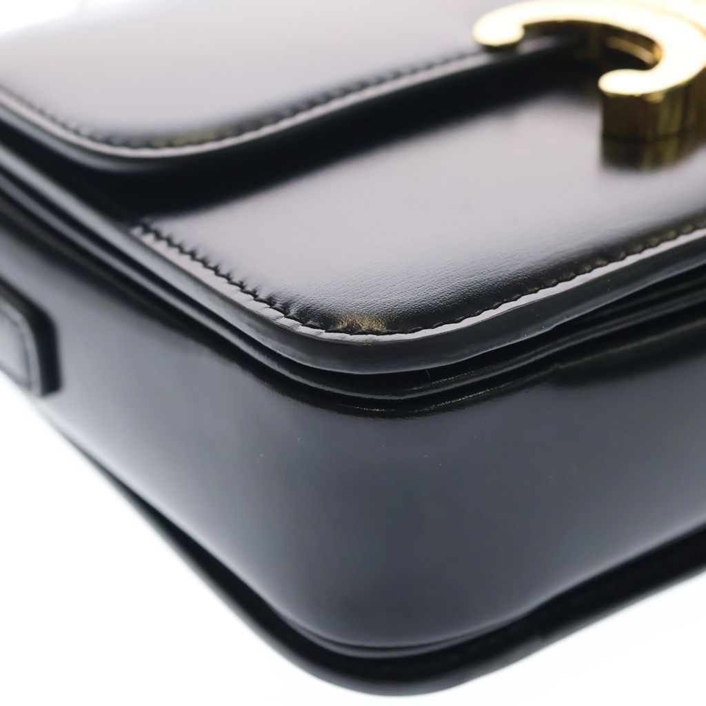Celine Teen Triomphe Shoulder Bag Black Shiny Calfskin Gold — view 5