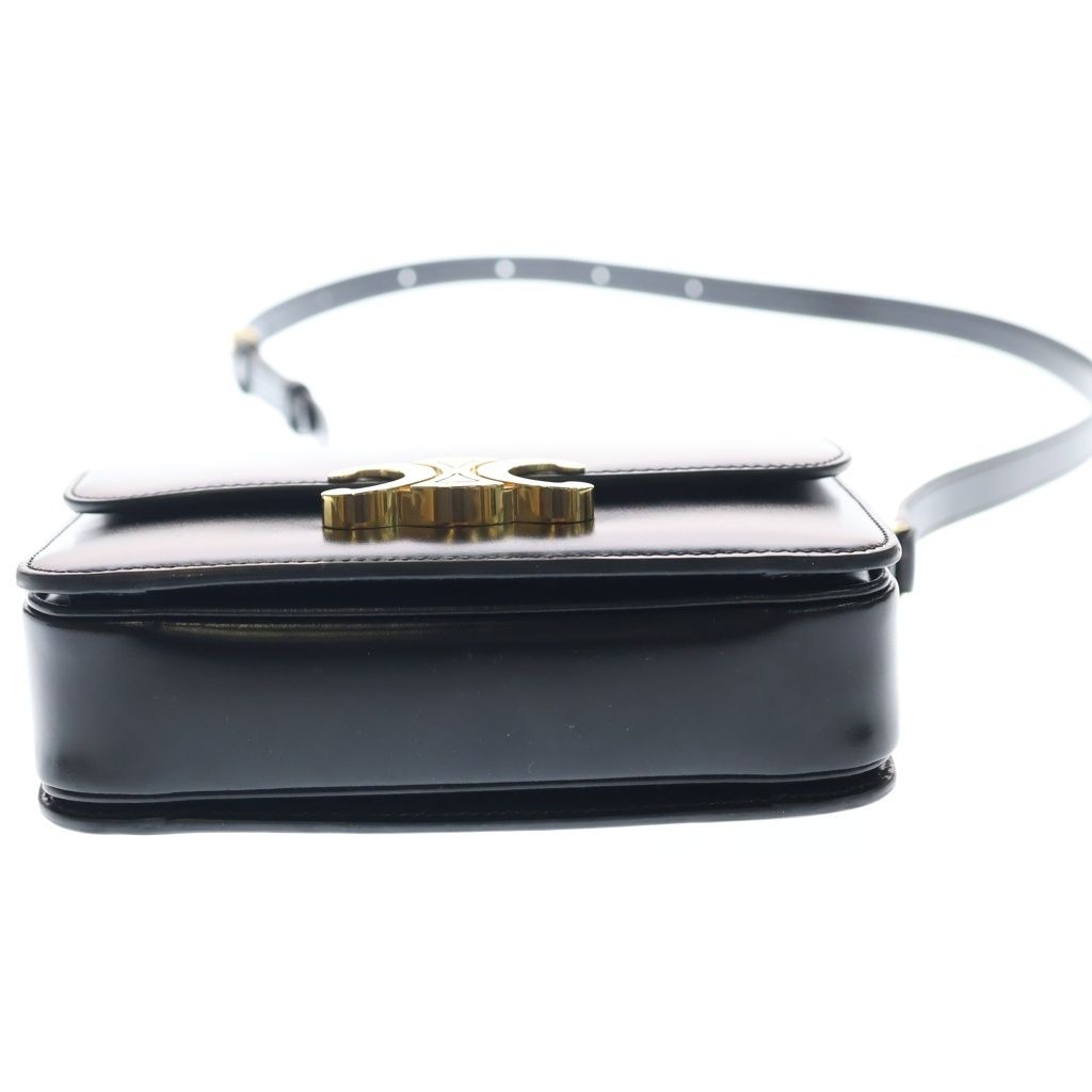 Celine Teen Triomphe Shoulder Bag Black Shiny Calfskin Gold — view 4