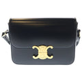 Celine Teen Triomphe Shoulder Bag Black Shiny Calfskin Gold