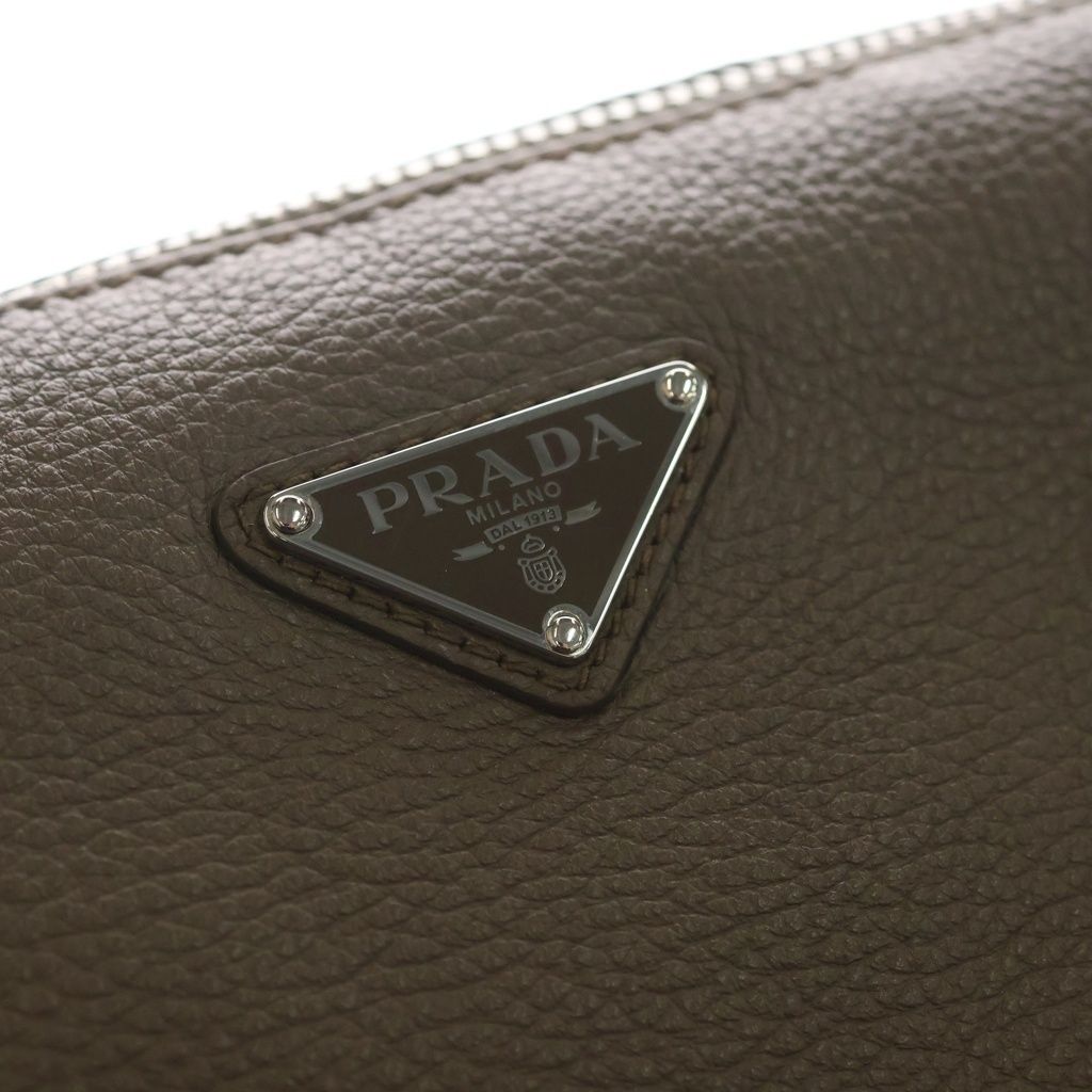 Prada Vitello Daino Shoulder Bag Gray Leather Silver — view 6