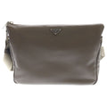 Prada Vitello Daino Shoulder Bag Gray Leather Silver