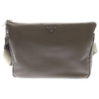 Prada Vitello Daino Shoulder Bag Gray Leather Silver