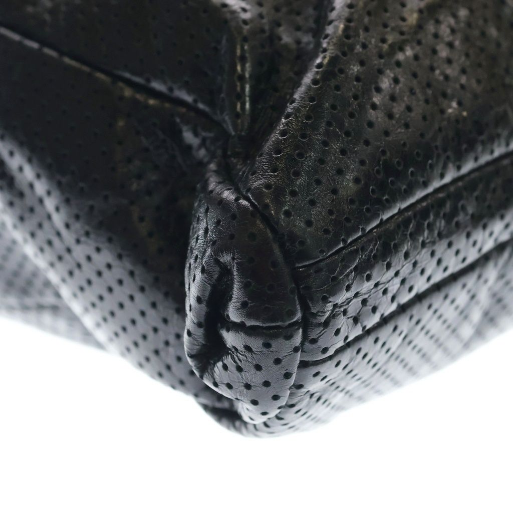 Chanel 2.55 Perforated Chain Shoulder Bag Leather Black — view 5