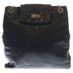 Chanel 2.55 Perforated Chain Shoulder Bag Leather Black