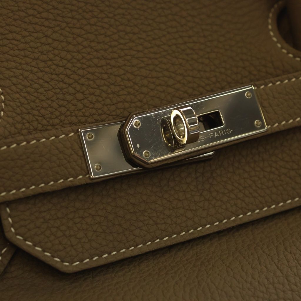 Hermes Birkin 40 Togo Leather Etoupe Handbag Silver Beige — view 6