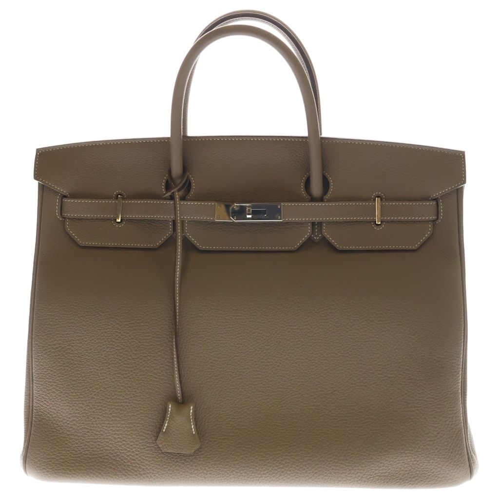 Hermes Birkin 40 Togo Leather Etoupe Handbag Silver Beige