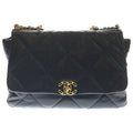 Chanel 19 Maxi Shiny Lambskin Shoulder Bag Black