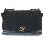 Chanel 19 Maxi Shiny Lambskin Shoulder Bag Black