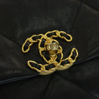Chanel 19 Maxi Shiny Lambskin Shoulder Bag Black — view 6