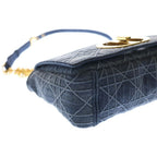 Dior Cannage Caro Denim Chain Shoulder Bag Gold Indigo — view 5