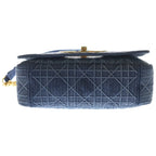 Dior Cannage Caro Denim Chain Shoulder Bag Gold Indigo — view 4