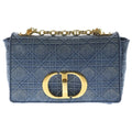 Dior Cannage Caro Denim Chain Shoulder Bag Gold Indigo