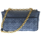 Dior Cannage Caro Denim Chain Shoulder Bag Gold Indigo — view 2