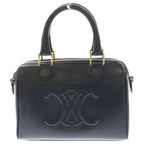 Celine Cuir Triomphe 2-Way Shoulder Bag Black Leather Gold