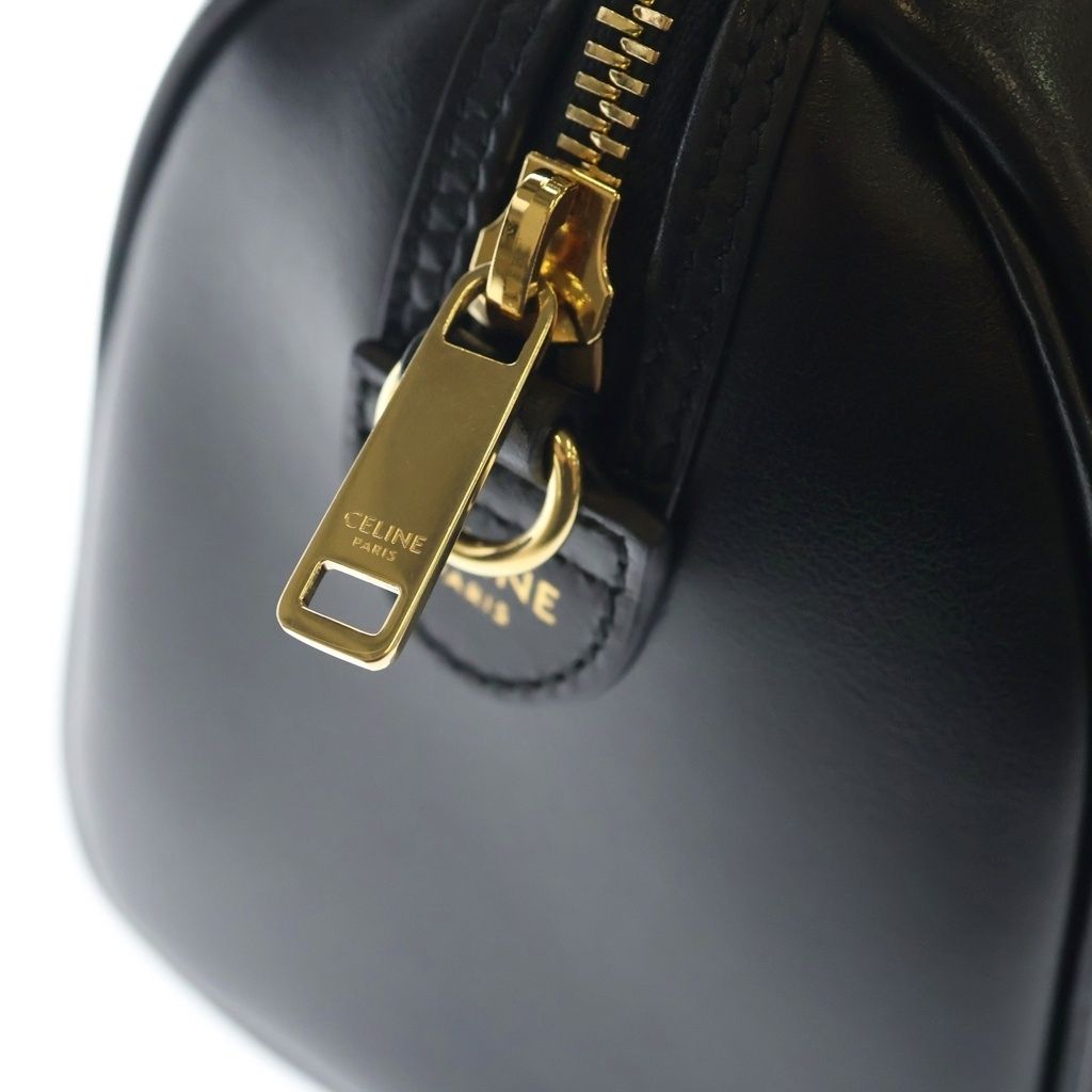 Celine Cuir Triomphe 2-Way Shoulder Bag Black Leather Gold — view 6