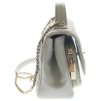 Chanel Quilted CC Logo Affinity 2-Way Chain Shoulder Bag Gray Jucavia Skin Gold — view 3
