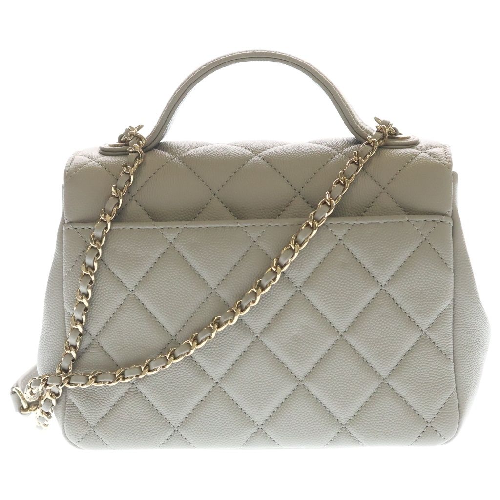 Chanel Quilted CC Logo Affinity 2-Way Chain Shoulder Bag Gray Jucavia Skin Gold — view 2