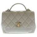 Chanel Quilted CC Logo Affinity 2-Way Chain Shoulder Bag Gray Jucavia Skin Gold