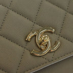 Chanel Quilted CC Logo Affinity 2-Way Chain Shoulder Bag Gray Jucavia Skin Gold — view 6