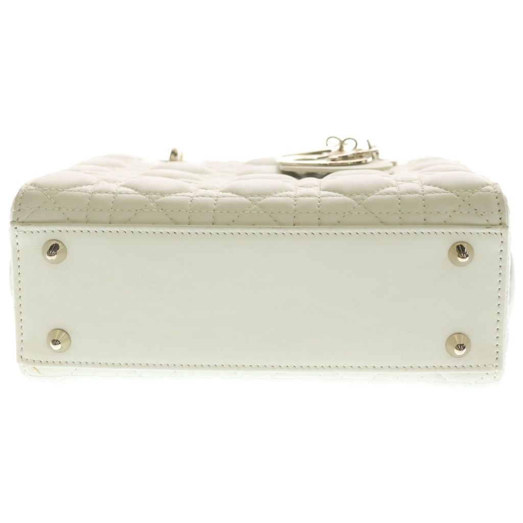 Dior My Lady Dio le Smo le Cannage Leather Gold 2-Way Shoulder Bag White Ivory — view 4