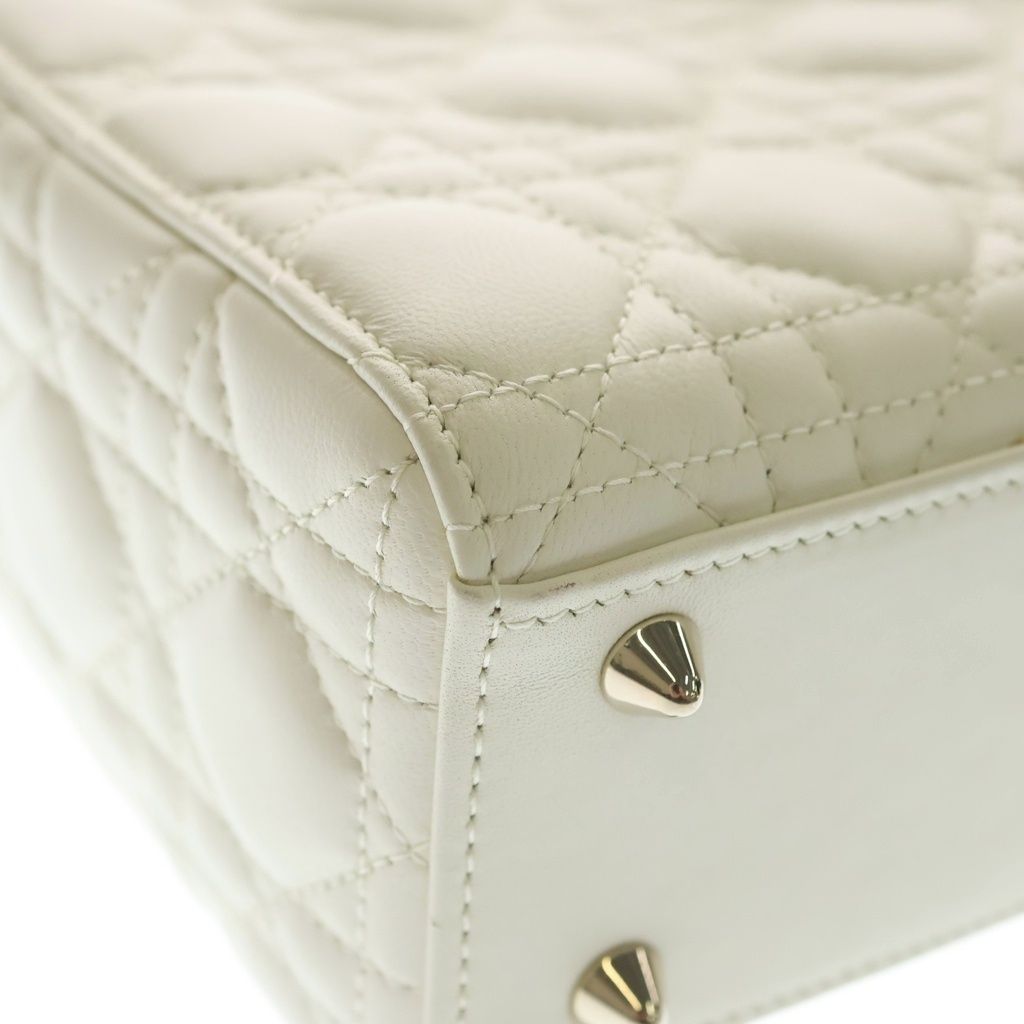 Dior My Lady Dio le Smo le Cannage Leather Gold 2-Way Shoulder Bag White Ivory — view 5