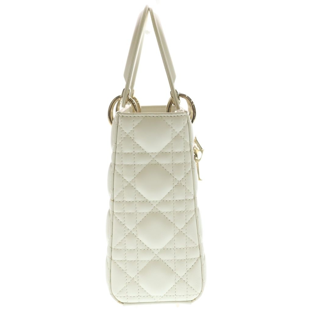Dior My Lady Dio le Smo le Cannage Leather Gold 2-Way Shoulder Bag White Ivory — view 3