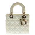 Dior My Lady Dio le Smo le Cannage Leather Gold 2-Way Shoulder Bag White Ivory
