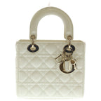 Dior My Lady Dio le Smo le Cannage Leather Gold 2-Way Shoulder Bag White Ivory