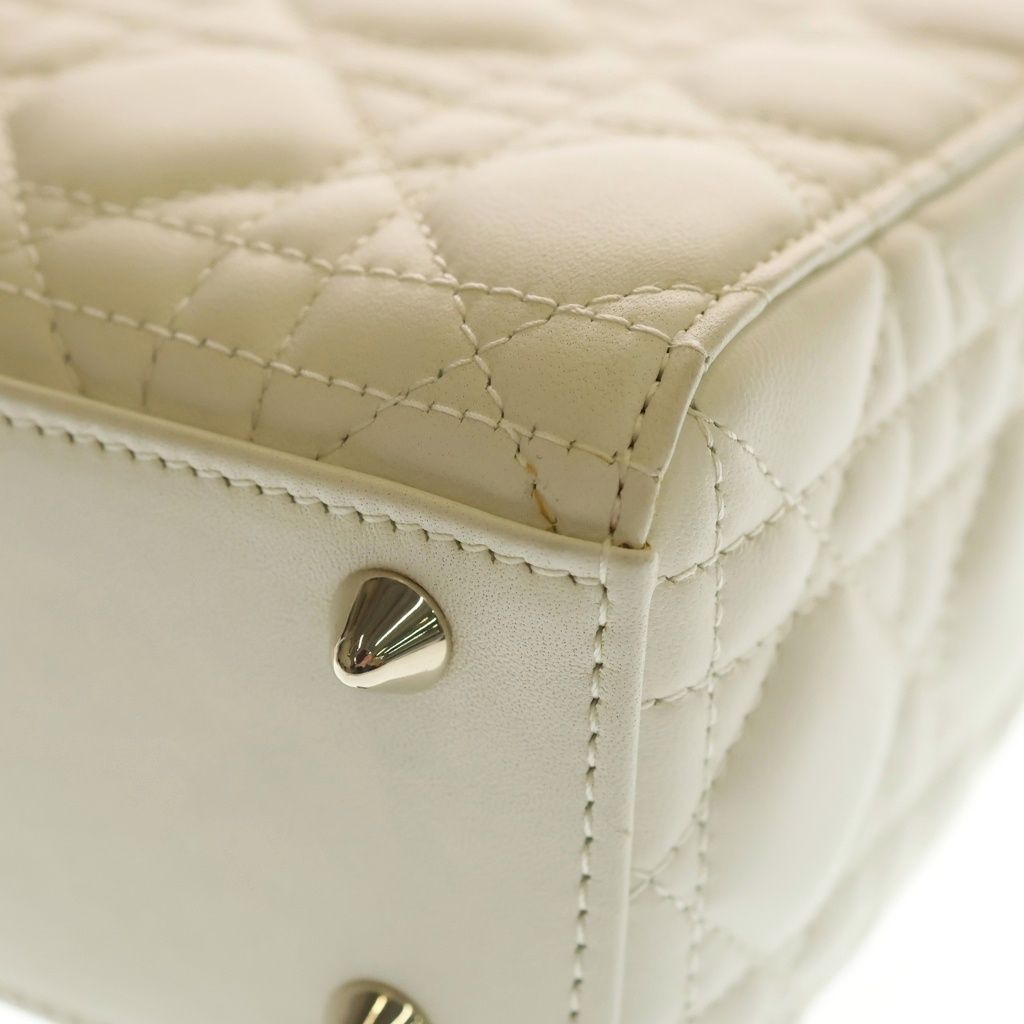 Dior My Lady Dio le Smo le Cannage Leather Gold 2-Way Shoulder Bag White Ivory — view 6