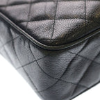 Chanel Quilted CC Logo Cocoball Caviar Leather Chain Shoulder Bag Gold Black — view 5