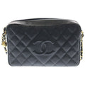 Chanel Quilted CC Logo Cocoball Caviar Leather Chain Shoulder Bag Gold Black
