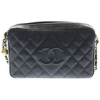 Chanel Quilted CC Logo Cocoball Caviar Leather Chain Shoulder Bag Gold Black