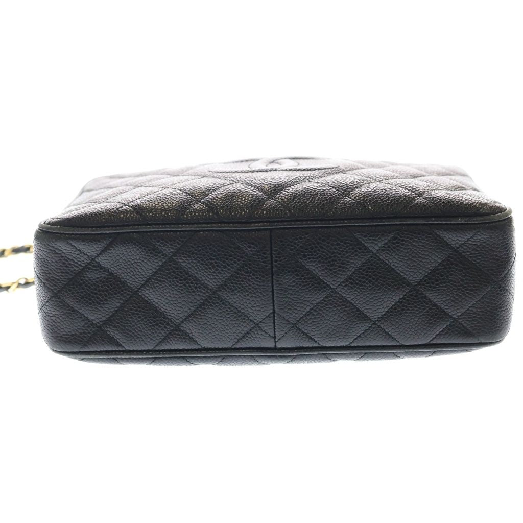 Chanel Quilted CC Logo Cocoball Caviar Leather Chain Shoulder Bag Gold Black — view 4