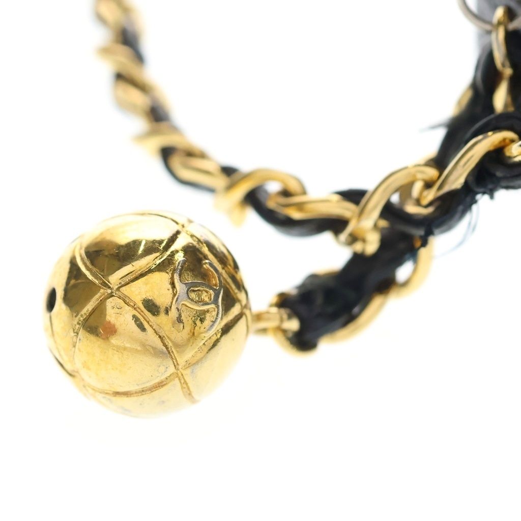 Chanel Quilted CC Logo Cocoball Caviar Leather Chain Shoulder Bag Gold Black — view 6