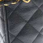 Chanel Quilted CC Logo Cocoball Caviar Leather Chain Shoulder Bag Gold Black — view 7