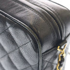 Chanel Quilted CC Logo Cocoball Caviar Leather Chain Shoulder Bag Gold Black — view 8