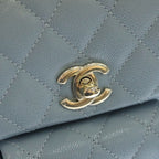 Chanel Quilted Backpack Small Caviar Leather Light Blue Silver Plate — view 6